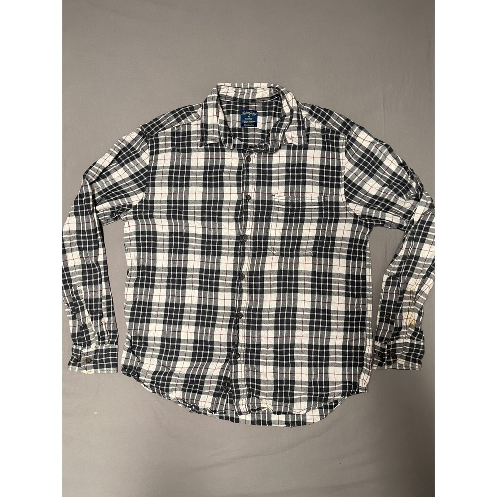 Faded Glory Mens Black White Plaid Flannel Shirt Long Sleeve Cotton FM45Y066 M